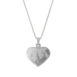 Hjerte halskæde med indgraveret billede - Sølv